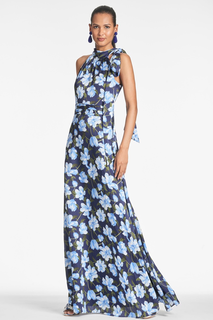 Sachin & Babi Kayla Gown-Ocean Blue Magnolia | Plus Sizes