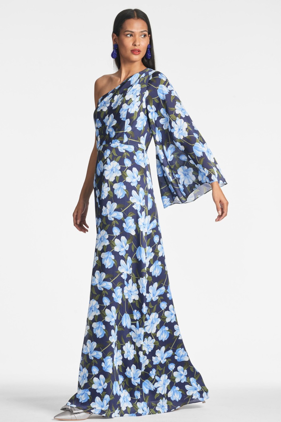 Sachin & Babi Keely Gown-Ocean Blue Magnolia | Plus Sizes