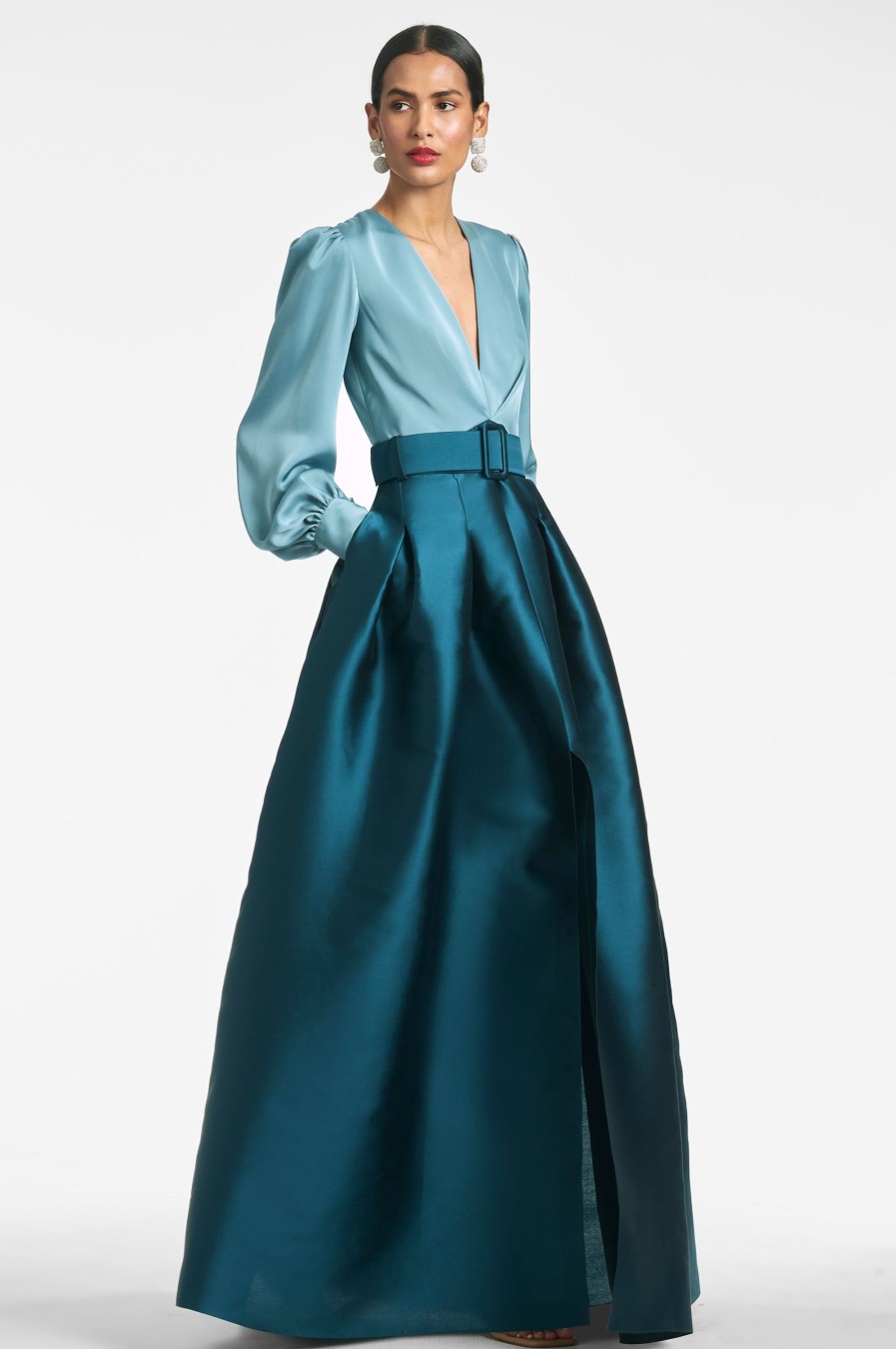 Sachin & Babi Zoe Gown-Seaglass/Deep Teal | Plus Sizes