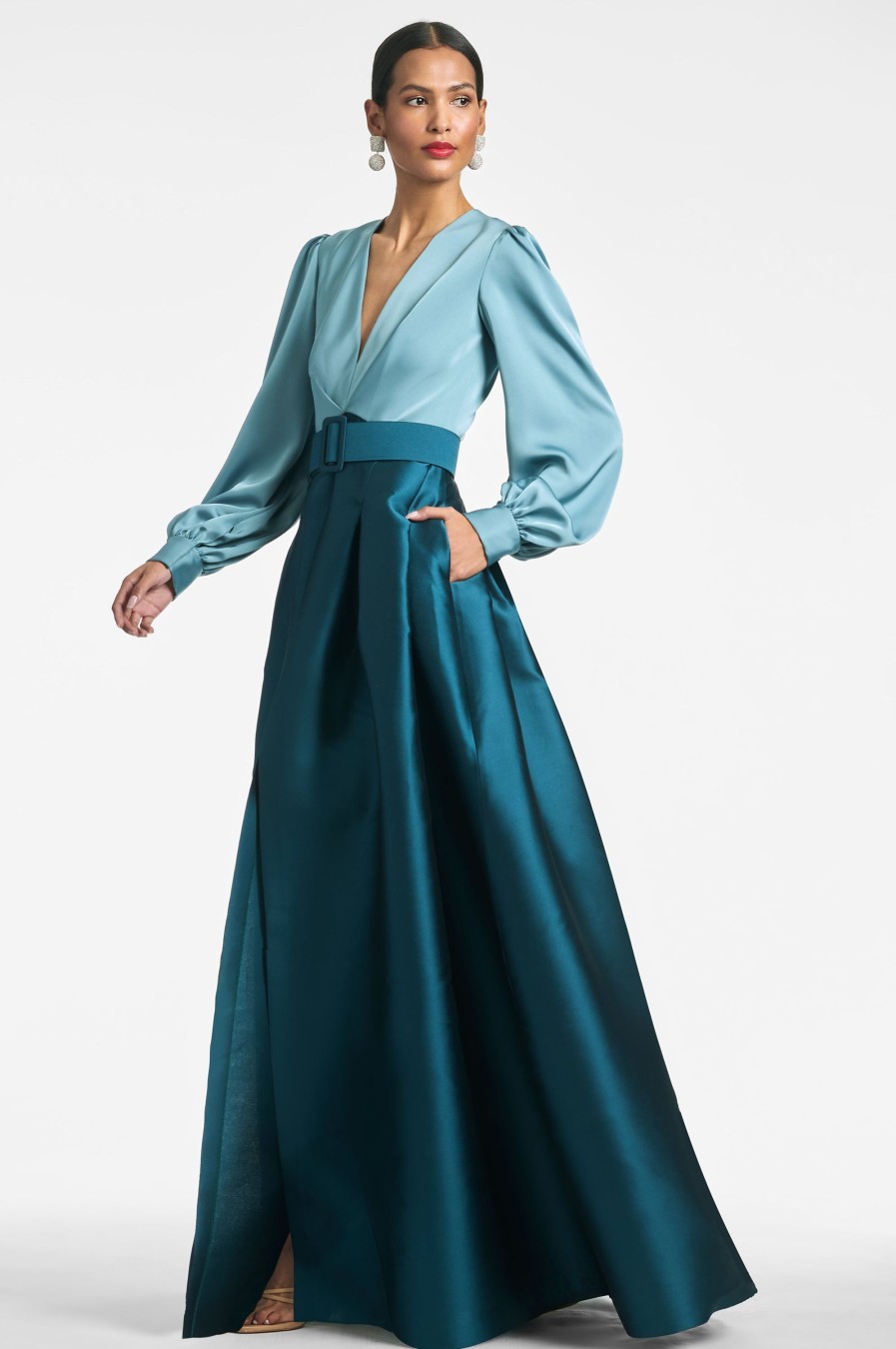 Sachin & Babi Zoe Gown-Seaglass/Deep Teal | Plus Sizes