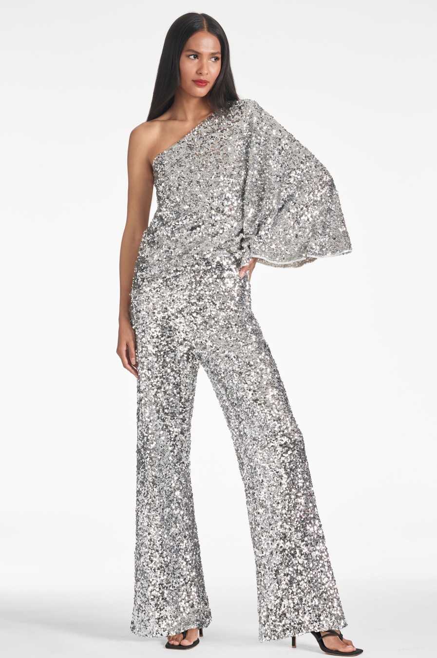 Sachin & Babi Morgan Top-Silver Sequins | Tops & Blouses