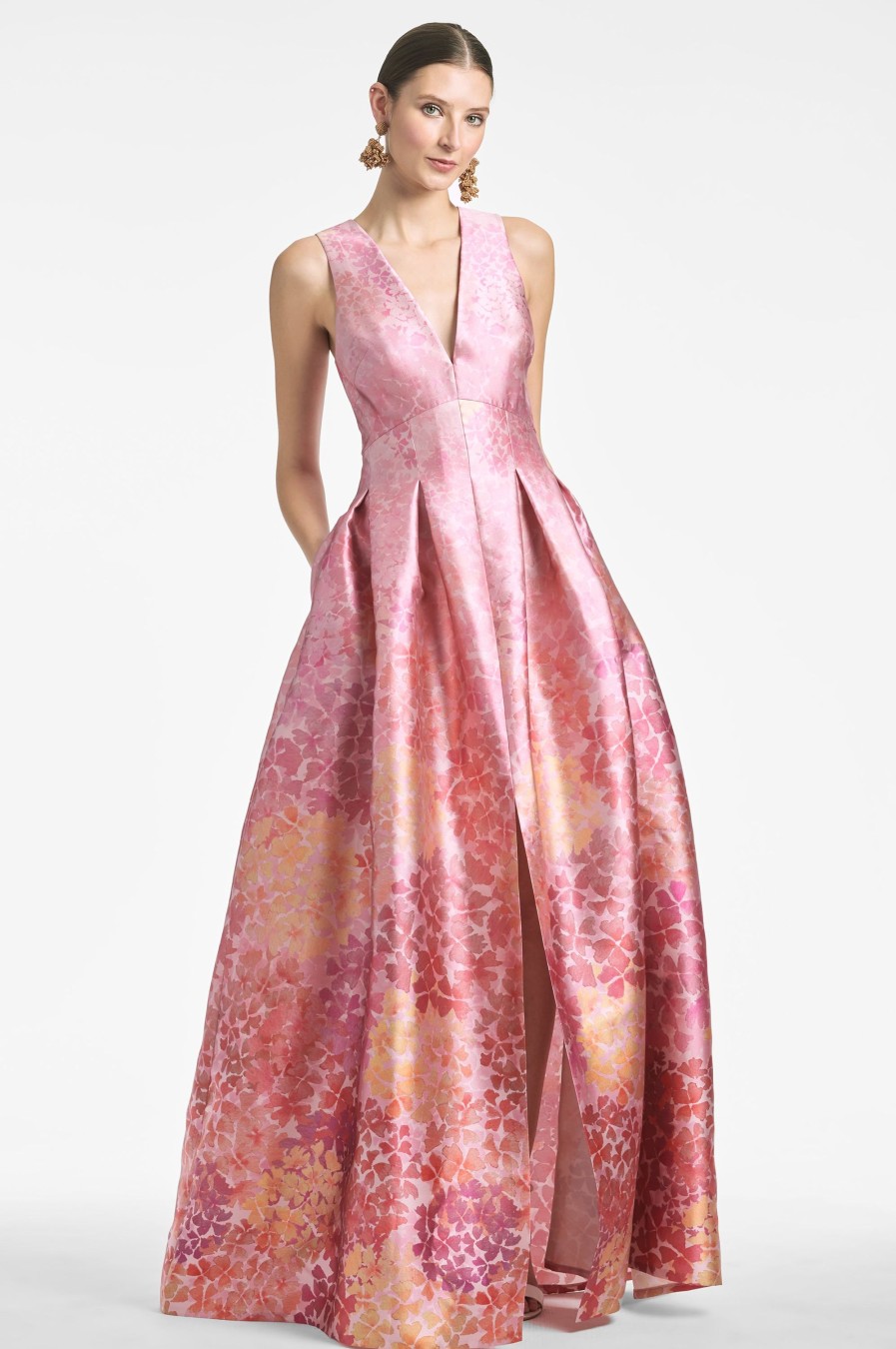 Sachin & Babi Brooke Gown-Light Sunset Hydrangea | Covered