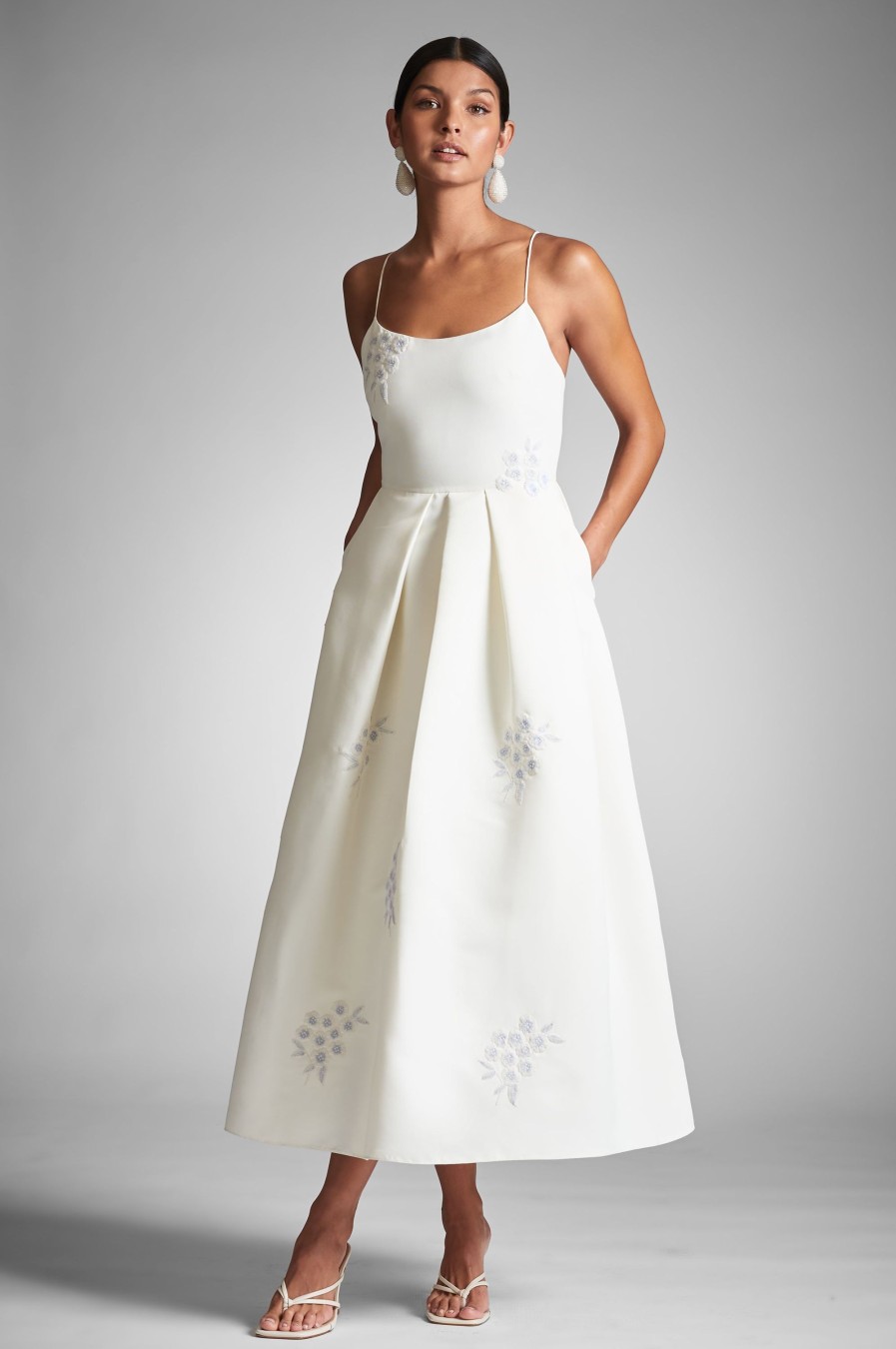 Sachin & Babi Audra Dress-Ivory/Embroidered Floral | Sleeveless