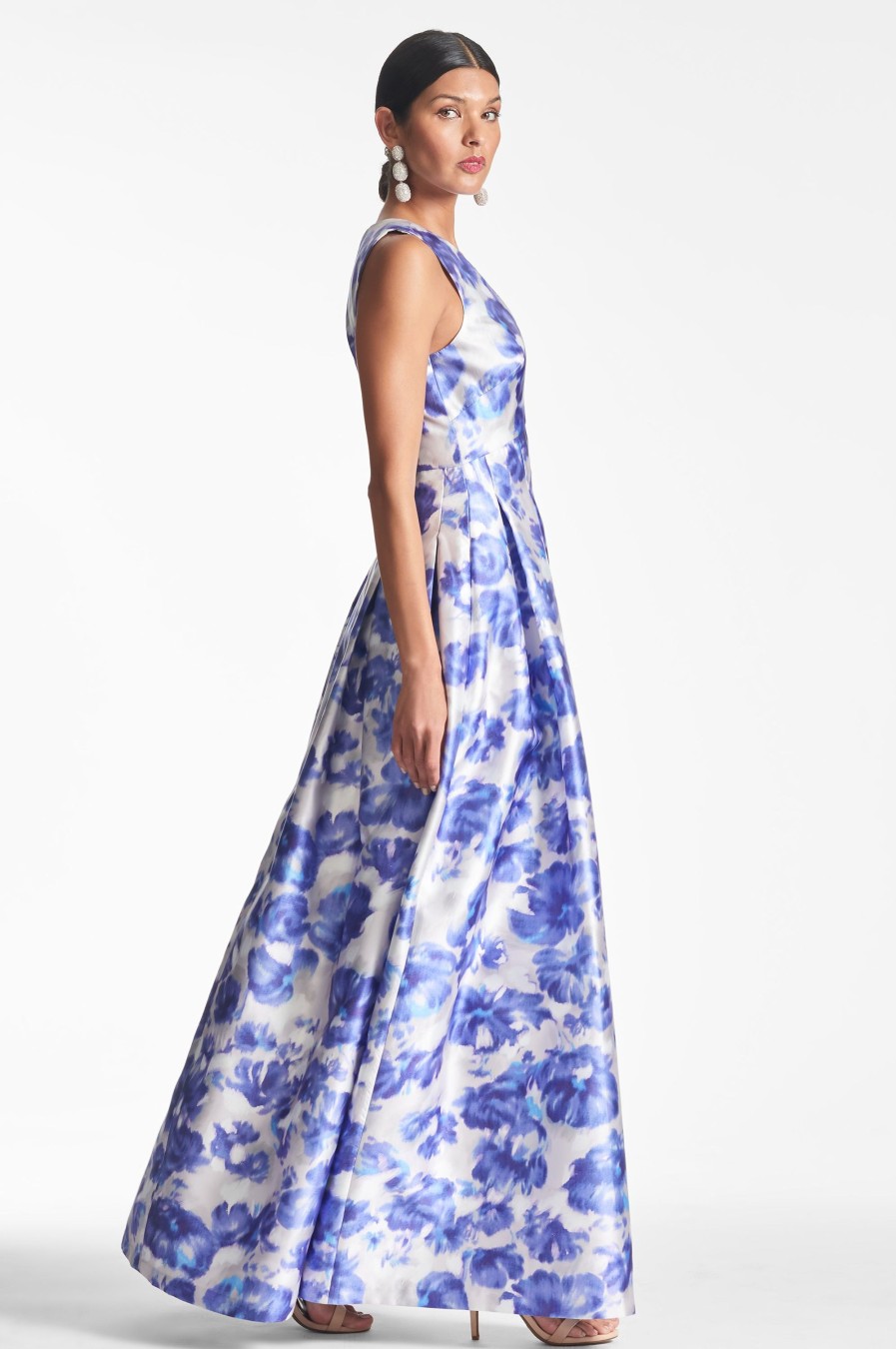 Sachin & Babi Brooke Gown-Azure Watercolor Floral | Plus Sizes