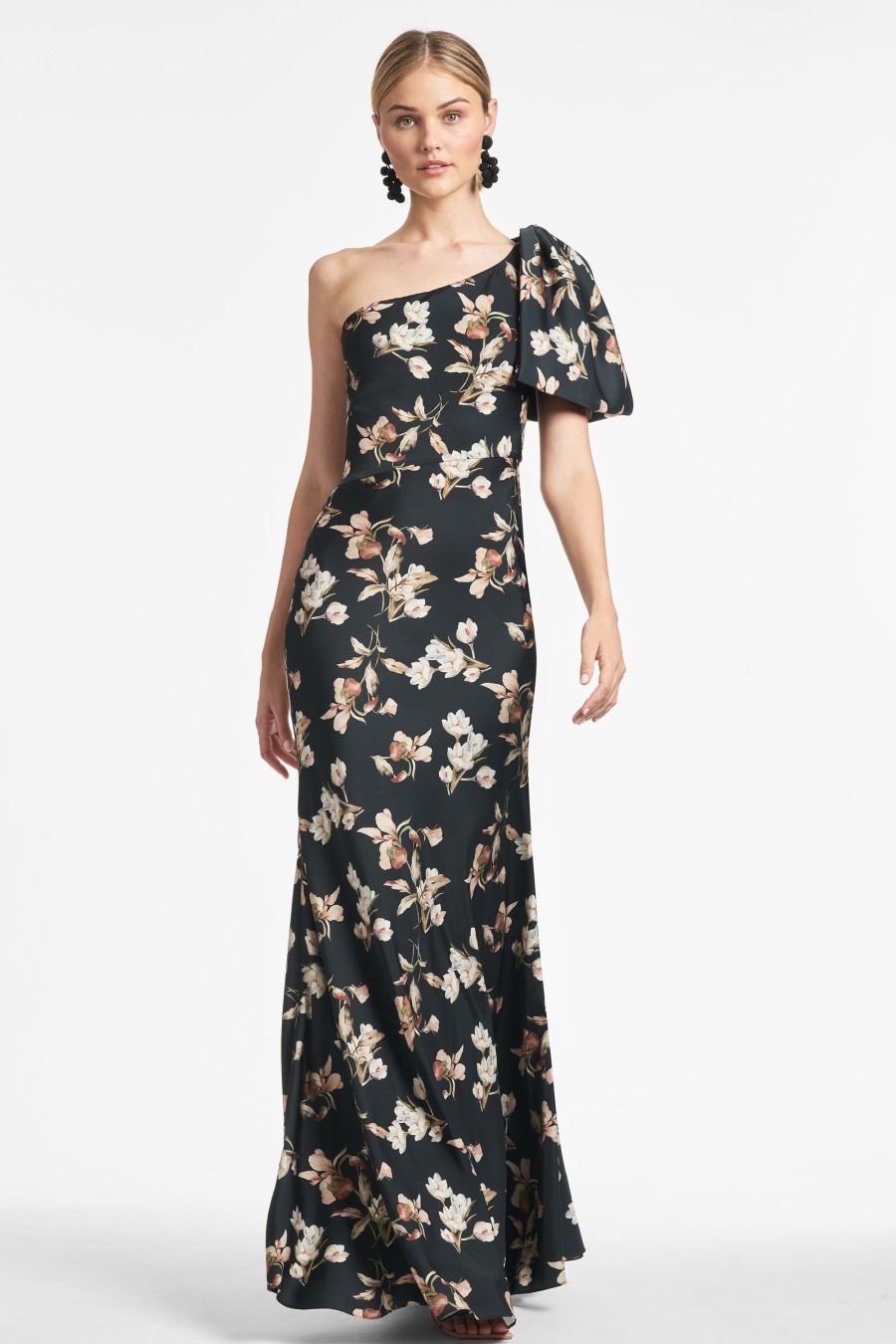 Sachin & Babi Aubrey Gown-Black Venetia Petal | Covered