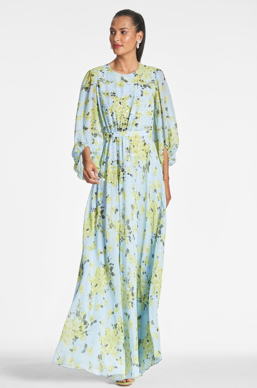 Sachin & Babi Bianca Gown-Sky Citrine Floral | Plus Sizes