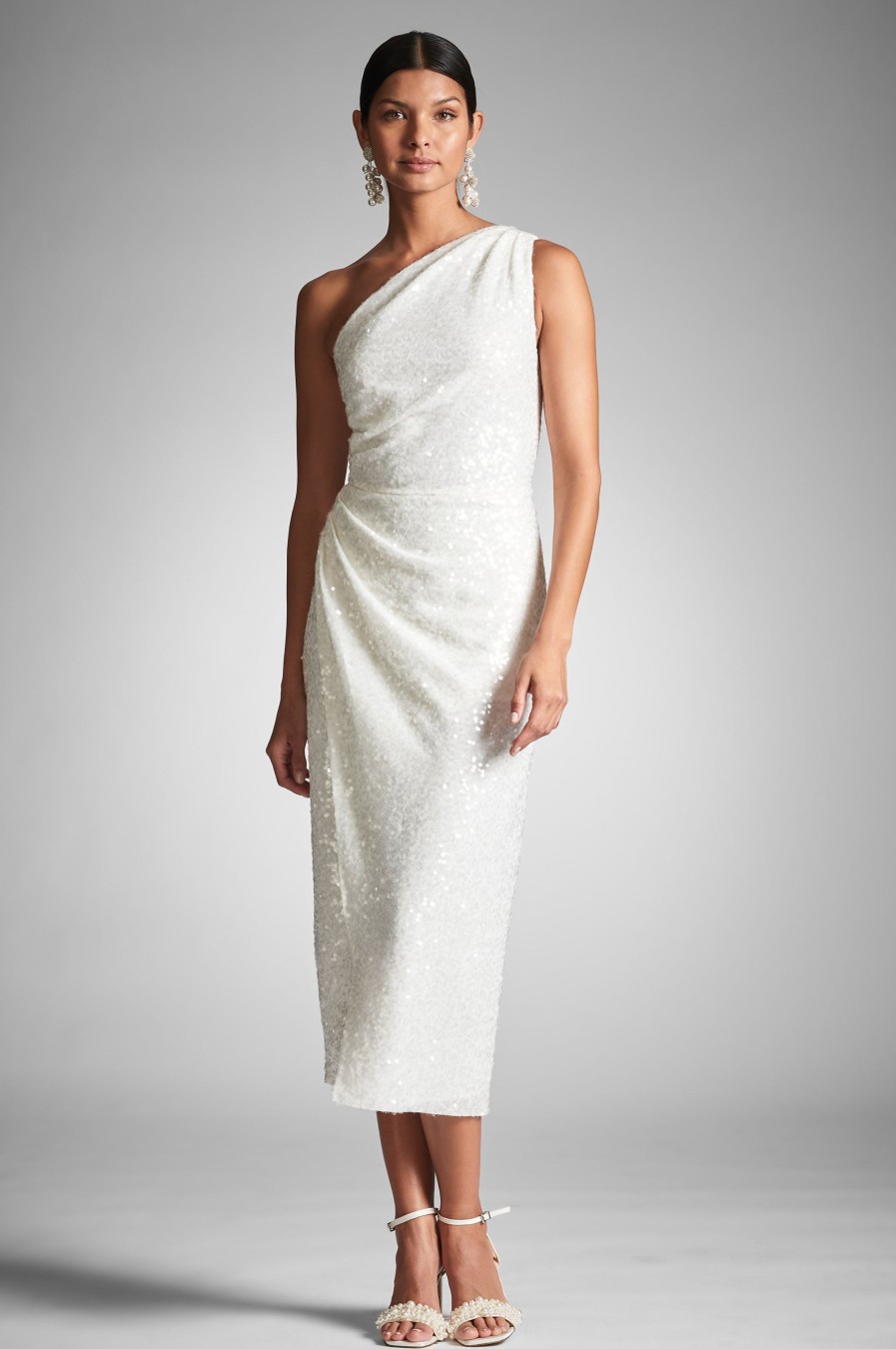 Sachin & Babi Phoebe Dress-Ivory Sequins | One Shoulder