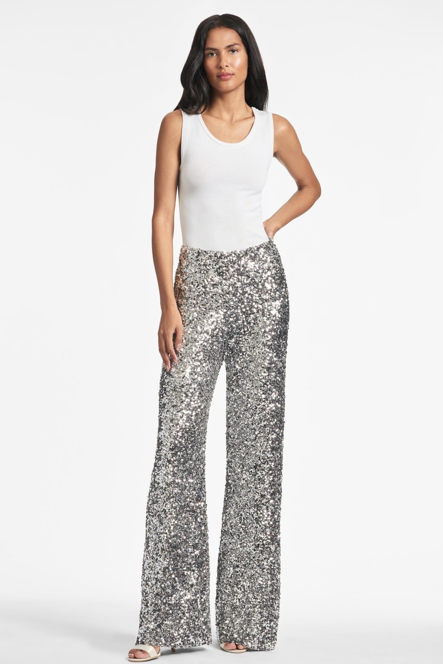 Sachin & Babi Alli Pant-Silver Sequins | Pants & Jumpsuits