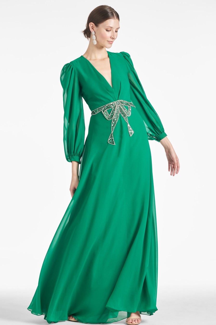 Sachin & Babi Ramsey Gown-Malachite | Plus Sizes