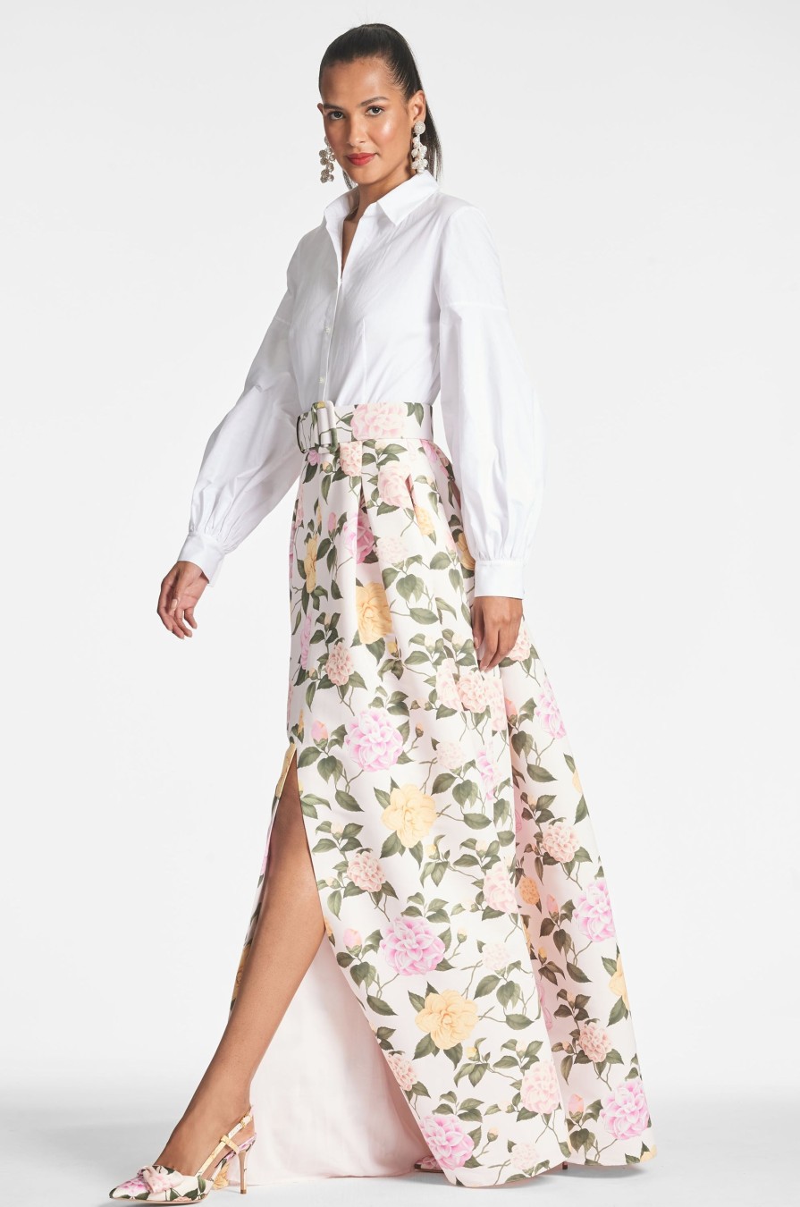 Sachin & Babi Florence Gown-White/Pink Lemonade Bouquet | Plus Sizes