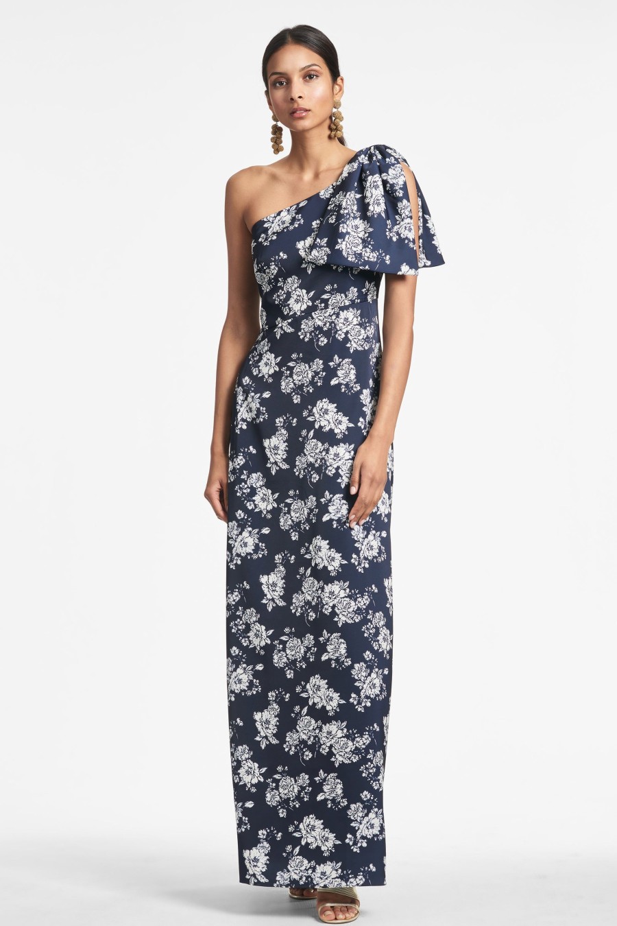 Sachin & Babi Chelsea Gown-Navy & Ivory Peony | Plus Sizes