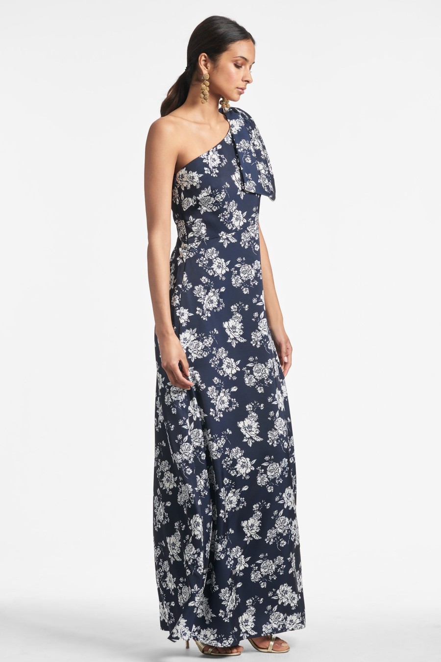 Sachin & Babi Chelsea Gown-Navy & Ivory Peony | Plus Sizes