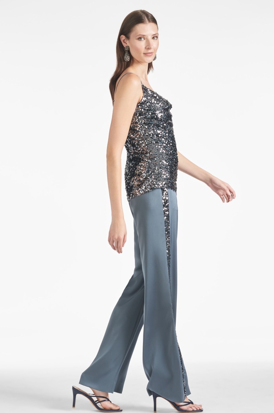 Sachin & Babi Tuxedo Sequin Alli Pant-Gunmetal | Matching Sets