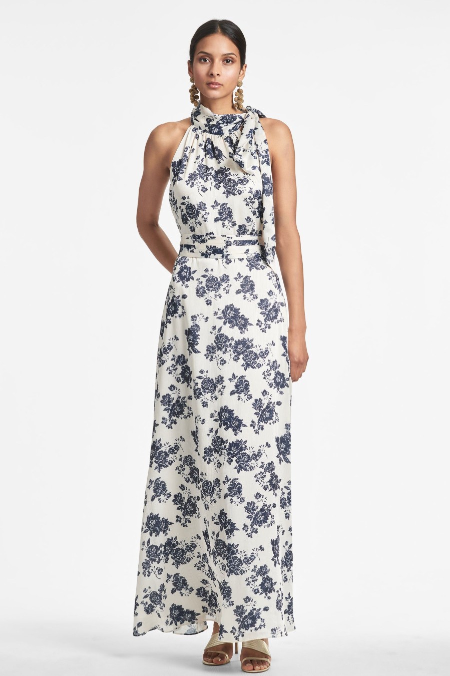 Sachin & Babi Kayla Gown-Ivory & Navy Peony | Plus Sizes