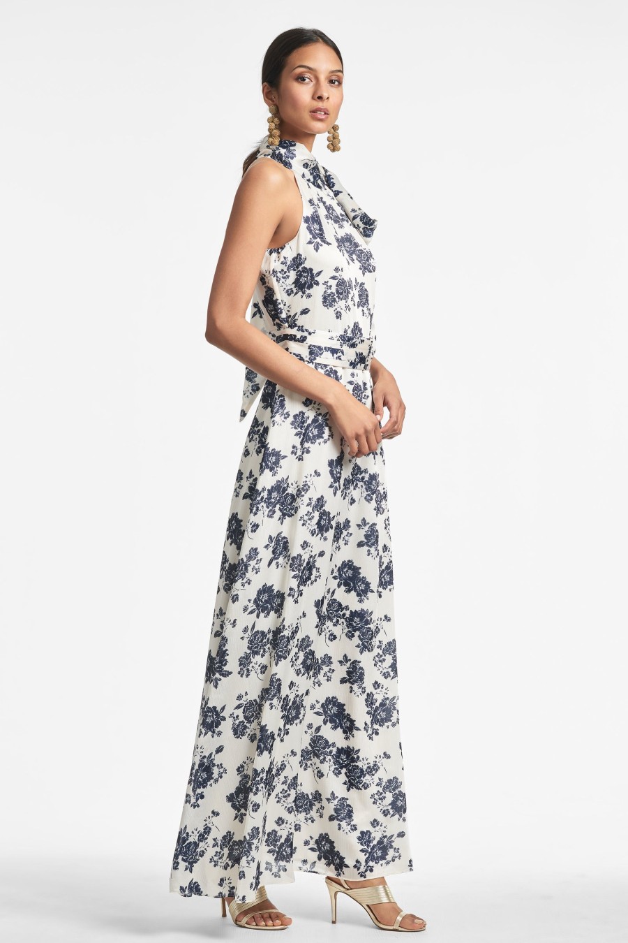 Sachin & Babi Kayla Gown-Ivory & Navy Peony | Plus Sizes