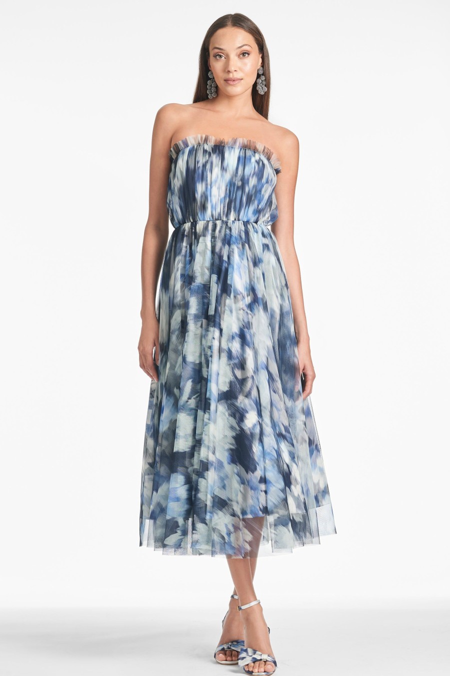 Sachin & Babi Marni Dress-Blue Ikat Floral | Strapless