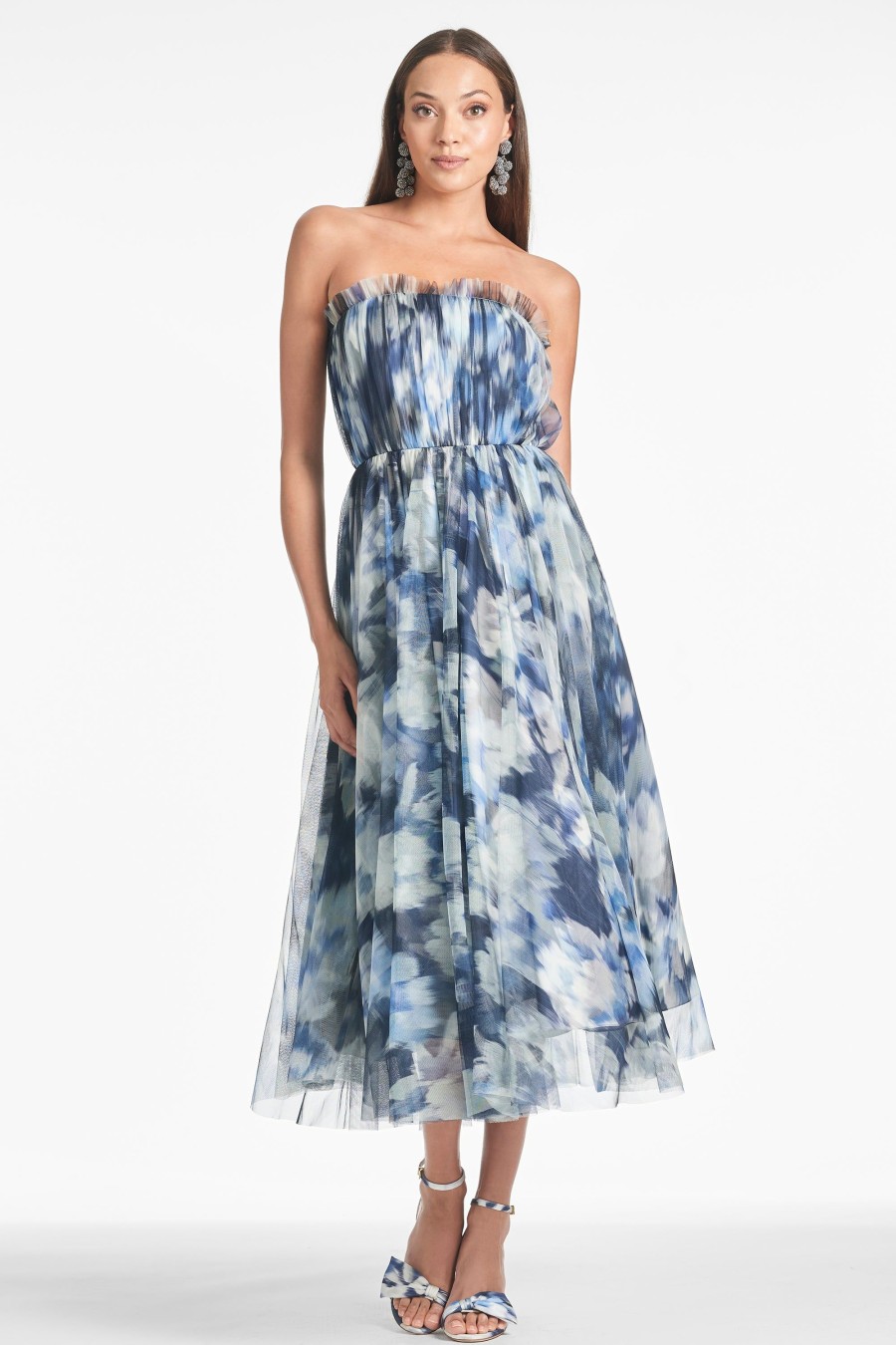 Sachin & Babi Marni Dress-Blue Ikat Floral | Strapless