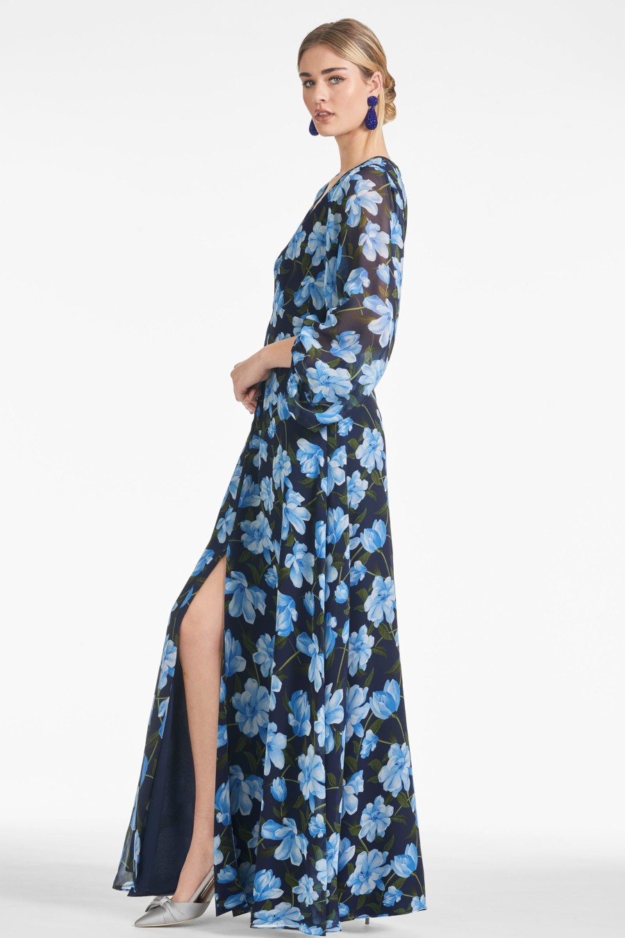 Sachin & Babi Jenny Gown-Ocean Blue Magnolia | Plus Sizes