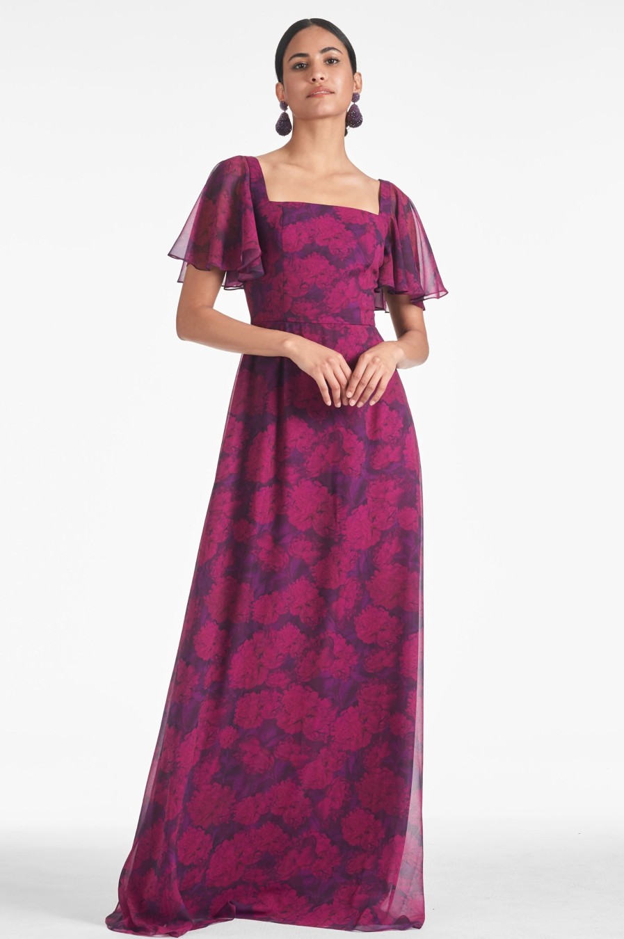 Sachin & Babi Aurora Gown-Magenta Bloom | Plus Sizes