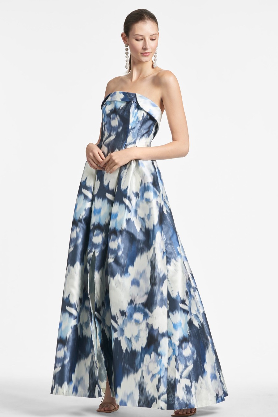 Sachin & Babi Brielle Gown-Blue Ikat Floral | Plus Sizes