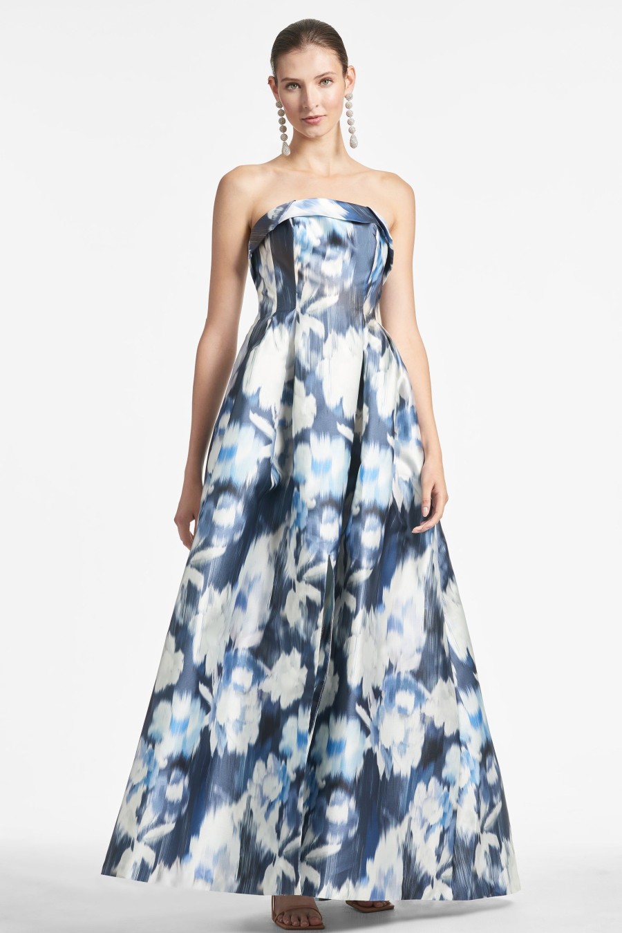 Sachin & Babi Brielle Gown-Blue Ikat Floral | Plus Sizes